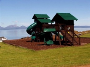 kids fort playground on camping holiday in argyll west scotland - kintyre